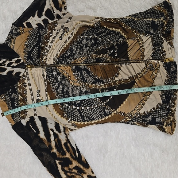 JOSEPH RIBKOFF MIXED PRINT HOODIE ZIP TOP SZ 8 - Picture 7 of 8